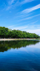 Amazing landscape background with lake and sky in the summer season