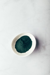Dry powder of green spirulina as healthy supplement concept