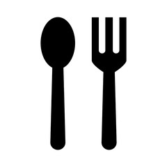 spoon and fork sign symbol icon, eat icon silhouette