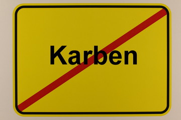 Grafische Darstellung des Ortsausgangsschildes der Stadt  Karben