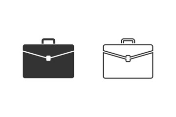 Briefcase vector line icon set on white