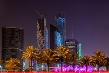 Riyadh - Saudi Arabia -January 18, 2020 Downtown - King Fahd Road - the most prominent landmarks in Riyadh