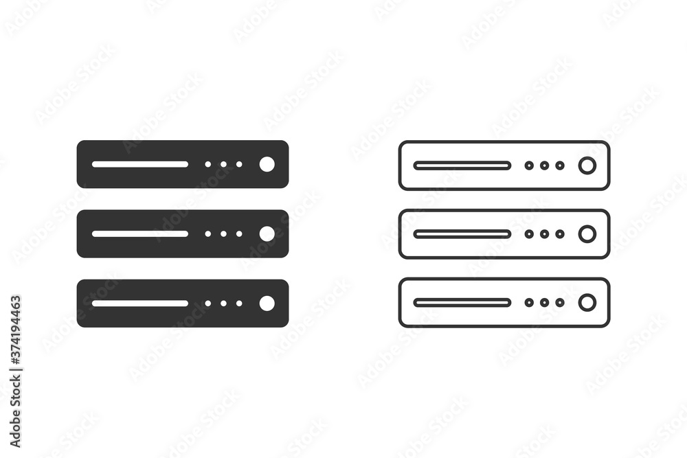 Poster computer server line icon set vector illustration