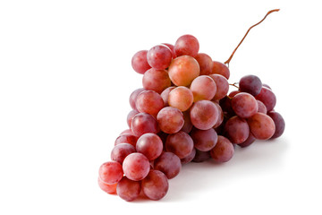 Bunch of large red grapes isolated on white