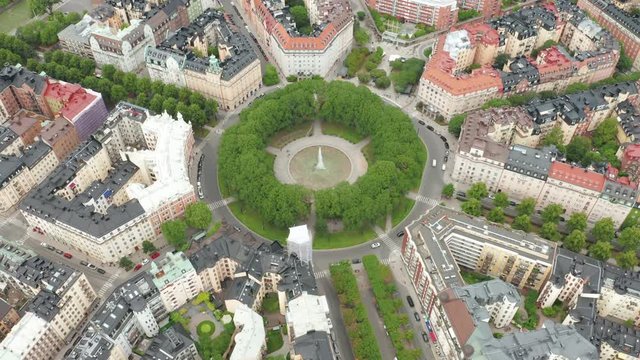 Stockholm Karlaplan aerial view, footage from above