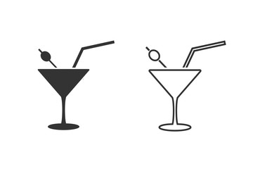 Cocktail line icon template. Vector illustration on white