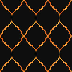 from an oriental tale, 1001 nights, Moroccan style, black color mosaic with gold lattice
