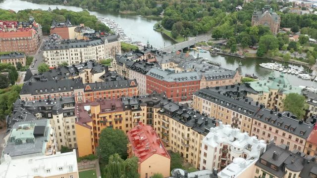 Aerial view of Strandvagen & Djurgarden in Stockholm City
