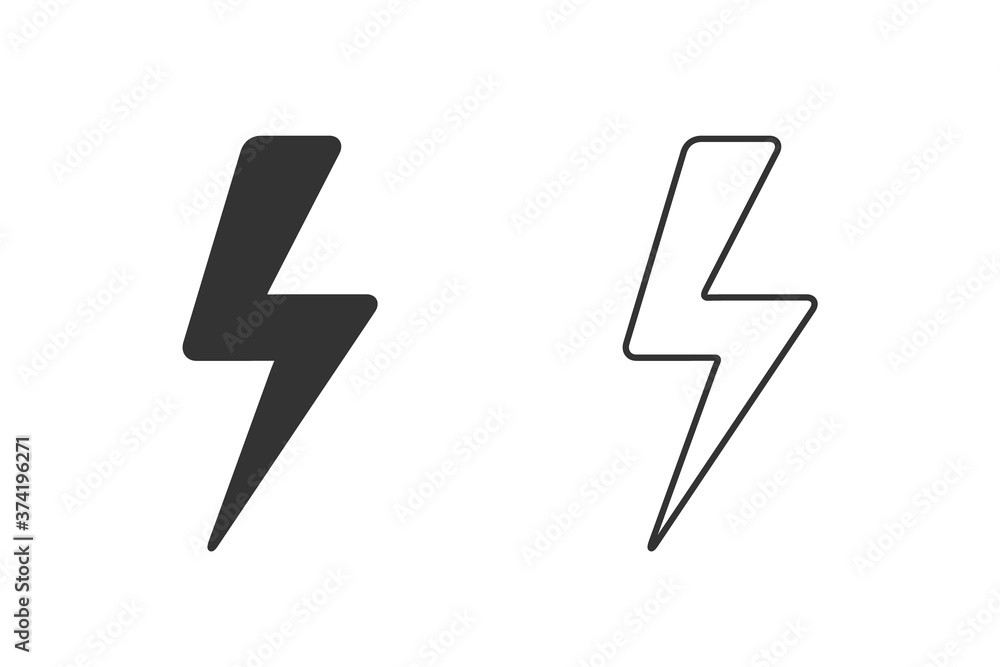 Poster lightning line icon set vector. lightning, electric power vector. energy and thunder electricity sym