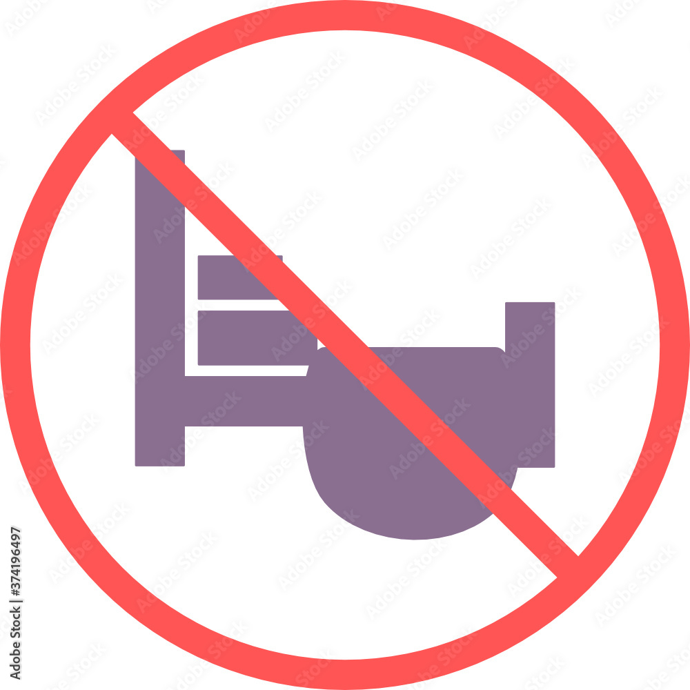 Poster no hotel sign or no lodging flat vector icon isolated in white background for apps mobile, print and