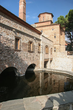 Swimming pool in the ancient monastery of Xenophon on the holy Mount Athos