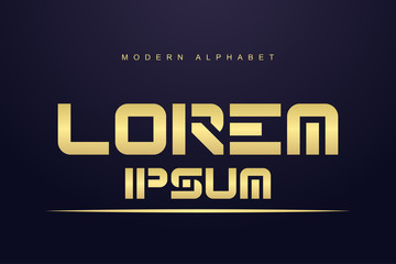 Elegant golden alphabet letters font set. Modern Custom gold Lettering Designs for logo, movie, game. Typography sans serif fonts modern style. vector illustration