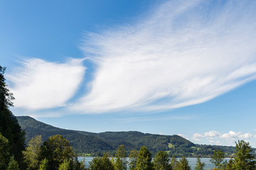 View of the lake and the lakeside of the Kochelsee in Bavaria