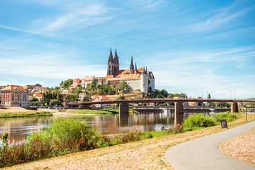 Meissen city, Saxony Germany. View of the Cathedral from the Elbe River
