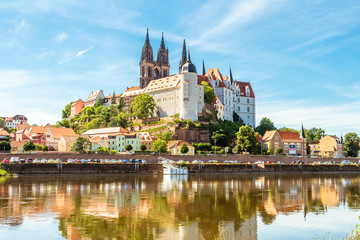 Fototapeta na wymiar Meissen city, Saxony Germany. View of the Cathedral from the Elbe River