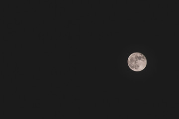 Very detailed moon in the sky on black background