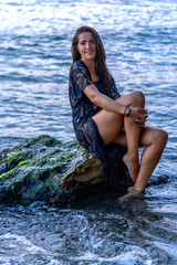 young woman in the sea