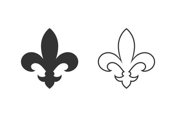 Fleur de lis heraldic line icon set. Vector © arabel0305