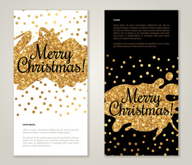 Modern Greeting Card Design with Golden Paint Stains and Polka Dots. Vector Illustration. Gold Brush Stroke. Happy New Year 2021 Poster Invitation Template. Place for your text