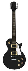 The vectorized hand drawing of a classic black electric guitar