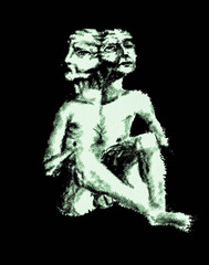 Obraz na płótnie Canvas black and white image of a siameseman