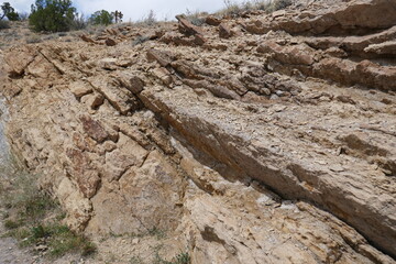 Rough jagged rocky outcrop in desert climate