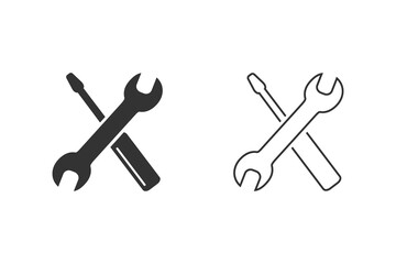 Screwdriver with key line icon set symbol. Premium quality isolated equipment element in trendy style. Vector