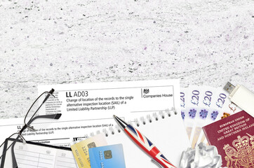 English form LLAD03 Change of location of the records to the single alternative inspection location...