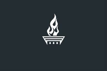 Torch  logo, Flat Logo Design Template, vector illustration