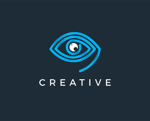 minimal eye logo template - vector illustration