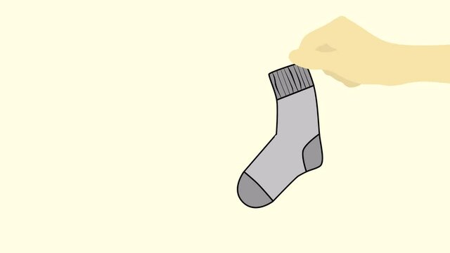 Animation of a hand holding a sock with place for text