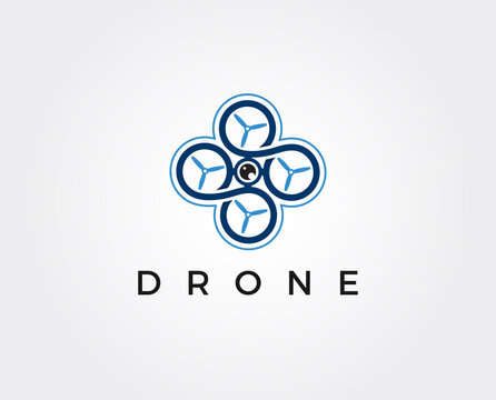 minimal drone logo template - vector illustration