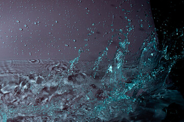 splash of water on a gray-green background. Abstract wallpaper