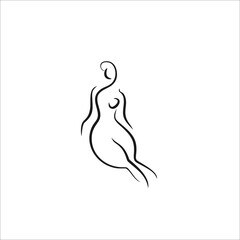 female shape line illustration logo design