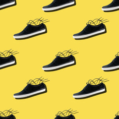 male shoe sneaker footwear seamless pattern. walking concept