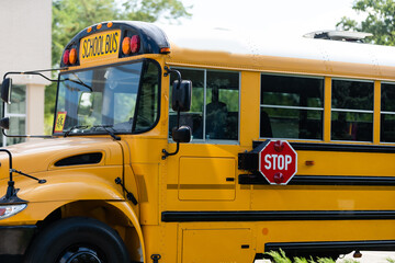 Yellow school bus on the street