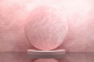 Pink round circle presentation shape on a pedestal podium stand