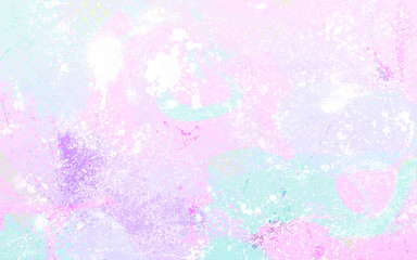 Soft colors digital abstract art background with grungy texture and blots of spray ink effect.