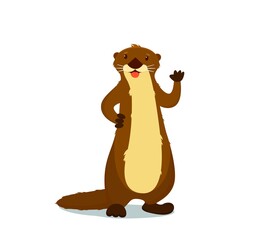 Oriental small-clawed otter, Amblonyx Cinereus, 5 years old, standing in front of white background