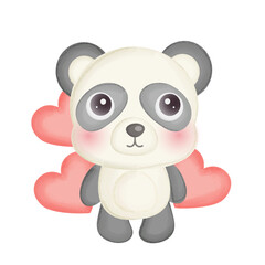 A cute panda with a red hearts