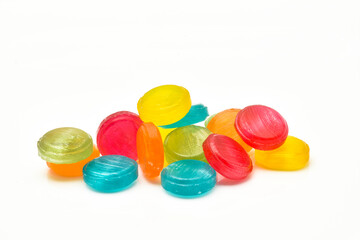 Medical  red lozenges for relief cough, sore throat and throat irritation isolated on white background.