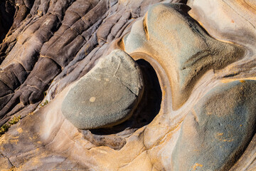 Abstract Designs Formed in The Sculpted Sandstone Shores of Sand Hill Cove, Point Lobos SNR, Big Sur, California, USA