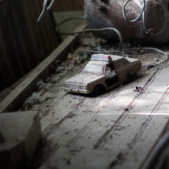 Old car toy abandoned