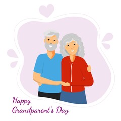 Happy Grandparents Day Greeting with smiling grandfather and grandmother vector illustration