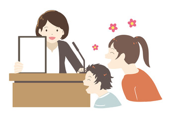 発表に喜ぶ　女性(線無し)