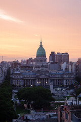 Fototapeta na wymiar Argentinian congress sunset time