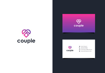 Heart couple logo design and business cards