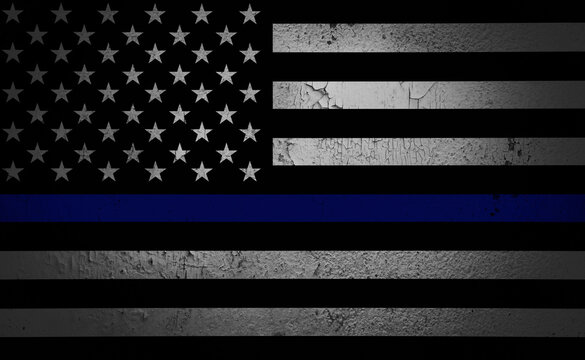 An American flag symbolic of support for law enforcement,iilustrion.