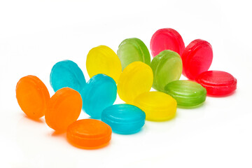 Medical  red lozenges for relief cough, sore throat and throat irritation isolated on white background.