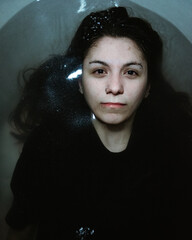 woman in the bathtub concept depression campaign woman advertising emotions